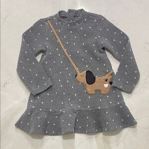 Mayoral Gray Polka Dot Dress with Dog Purse